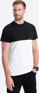 Ombre T-shirt męski bawełniany dwukolorowy - czarno-biały V2 S1619 S 1