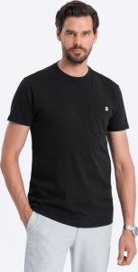 Ombre Dzianinowy T-shirt męski z naszytą kieszonką - czarny V5 S1621 M 2