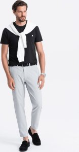 Ombre Dzianinowy T-shirt męski z naszytą kieszonką - czarny V5 S1621 M 4