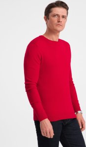 Ombre Klasyczny sweter męski z okrągłym dekoltem - czerwony V5 OM-SWBS-0106 S 1