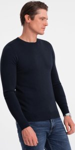 Ombre Klasyczny sweter męski z okrągłym dekoltem - granatowy V9 OM-SWBS-0106 M 1