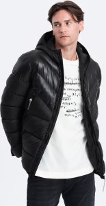 Kurtka męska Ombre Kurtka męska zimowa pikowana z łączonych materiałów - czarna V1 OM-JAHP-0145 L 3