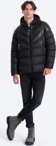 Kurtka męska Ombre Kurtka męska zimowa pikowana z łączonych materiałów - czarna V1 OM-JAHP-0145 L 4