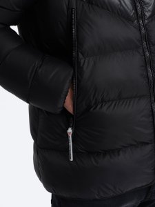 Kurtka męska Ombre Kurtka męska zimowa pikowana z łączonych materiałów - czarna V1 OM-JAHP-0145 L 6