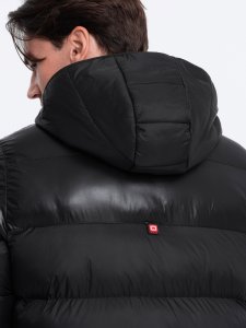 Kurtka męska Ombre Kurtka męska zimowa pikowana z łączonych materiałów - czarna V1 OM-JAHP-0145 L 7