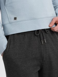 Ombre Spodnie męskie dresowe z przeszyciem i zamkiem na nogawce - grafitowy melanż V2 OM-PASK-0147 M 4