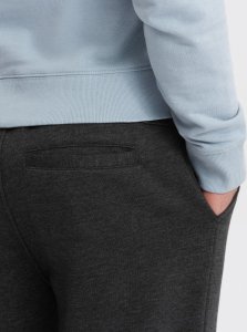 Ombre Spodnie męskie dresowe z przeszyciem i zamkiem na nogawce - grafitowy melanż V2 OM-PASK-0147 M 5