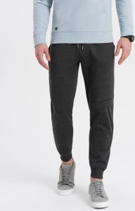Ombre Spodnie męskie dresowe z przeszyciem i zamkiem na nogawce - grafitowy melanż V2 OM-PASK-0147 XL 2