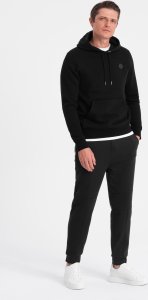 Ombre Spodnie męskie dresowe z przeszyciami na nogawkach - czarne V1 OM-PASK-0128 XXL 3