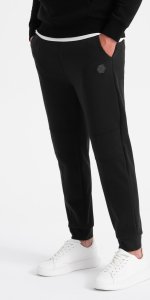 Ombre Spodnie męskie dresowe z przeszyciami na nogawkach - czarne V1 OM-PASK-0128 XXL 4