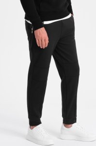 Ombre Spodnie męskie dresowe z przeszyciami na nogawkach - czarne V1 OM-PASK-0128 XXL 5