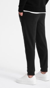 Ombre Spodnie męskie dresowe z przeszyciami na nogawkach - czarne V1 OM-PASK-0128 XXL 8