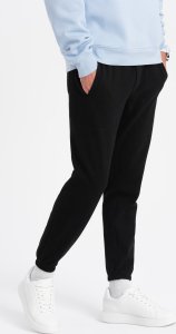Ombre Spodnie męskie dresowe CARROT ze strukturalnej dzianiny - czarne V8 OM-PASK-0143 M 3
