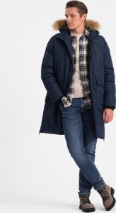 Kurtka męska Ombre Zimowa kurtka męska alaska z odpinanym futerkiem od kaptura - granatowa V1 OM-JALJ-0148 S 2