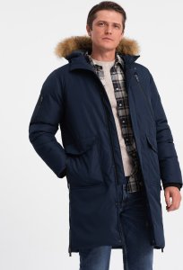 Kurtka męska Ombre Zimowa kurtka męska alaska z odpinanym futerkiem od kaptura - granatowa V1 OM-JALJ-0148 S 3