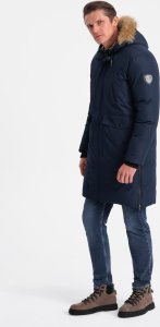 Kurtka męska Ombre Zimowa kurtka męska alaska z odpinanym futerkiem od kaptura - granatowa V1 OM-JALJ-0148 S 4