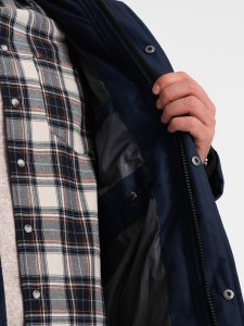 Kurtka męska Ombre Zimowa kurtka męska alaska z odpinanym futerkiem od kaptura - granatowa V1 OM-JALJ-0148 S 9