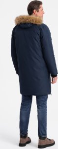 Kurtka męska Ombre Zimowa kurtka męska alaska z odpinanym futerkiem od kaptura - granatowa V1 OM-JALJ-0148 L 12