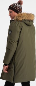 Kurtka męska Ombre Zimowa kurtka męska alaska z odpinanym futerkiem od kaptura - ciemnooliwkowa V3 OM-JALJ-0148 XXL 11