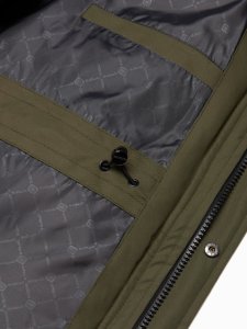 Kurtka męska Ombre Zimowa kurtka męska alaska z odpinanym futerkiem od kaptura - ciemnooliwkowa V3 OM-JALJ-0148 XXL 9