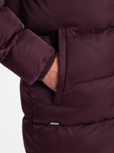 Kurtka męska Ombre Długa zimowa kurtka męska pikowana o satynowym wykończeniu - bordowa V4 OM-JALJ-0147 M 6