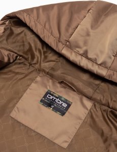 Kurtka męska Ombre Długa zimowa kurtka męska pikowana o satynowym wykończeniu - jasnobrązowa V2 OM-JALJ-0147 L 8
