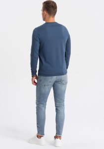 Ombre Koszulka męska z długim rękawem z nadrukiem collegowym - niebieska V2 OM-LSPT-0116 M 5