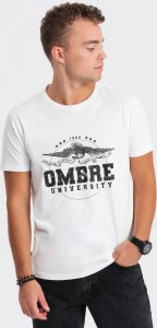 Ombre T-shirt męski bawełniany z printem militarnym - biały V3 OM-TSPT-0164 S 1