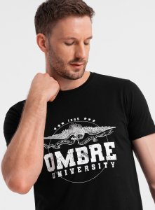 Ombre T-shirt męski bawełniany z printem militarnym - czarny V1 OM-TSPT-0164 XL 1