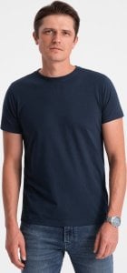 Ombre Klasyczny T-shirt męski bawełniany BASIC - granatowy V2 OM-TSBS-0146 M 1