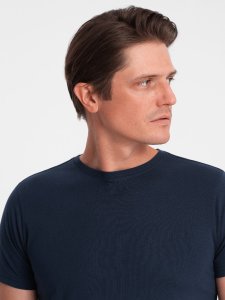 Ombre Klasyczny T-shirt męski bawełniany BASIC - granatowy V2 OM-TSBS-0146 M 2