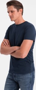 Ombre Klasyczny T-shirt męski bawełniany BASIC - granatowy V2 OM-TSBS-0146 M 3