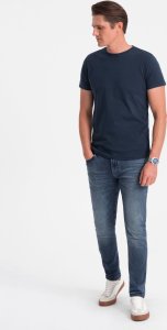 Ombre Klasyczny T-shirt męski bawełniany BASIC - granatowy V2 OM-TSBS-0146 M 4