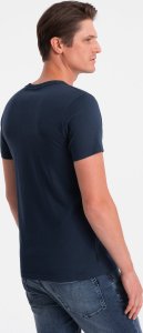 Ombre Klasyczny T-shirt męski bawełniany BASIC - granatowy V2 OM-TSBS-0146 M 6