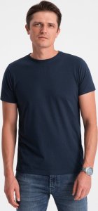 Ombre Klasyczny T-shirt męski bawełniany BASIC - granatowy V2 OM-TSBS-0146 XL 1