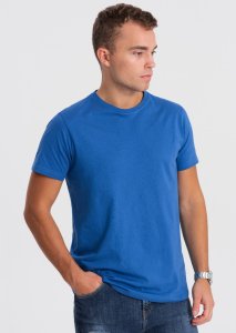 Ombre Męski klasyczny bawełniany T-shirt BASIC - niebieski V8 OM-TSBS-0146 3XL 1