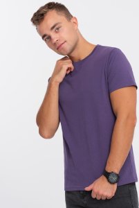 Ombre Męski klasyczny bawełniany T-shirt BASIC - fioletowy V9 OM-TSBS-0146 L 1