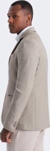 Ombre Męska elegancka marynarka z dekoracyjnymi guzikami na mankietach -  beżowa V3 OM-BLZB-0114 XXL 4