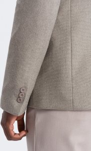 Ombre Męska elegancka marynarka z dekoracyjnymi guzikami na mankietach -  beżowa V3 OM-BLZB-0114 XXL 5