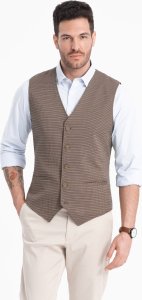 Ombre Żakardowa kamizelka męska casual bez klap - brązowa V1 OM-BLZV-0111 S 5