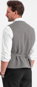 Ombre Żakardowa kamizelka męska z klapami - grafitowa V1 OM-BLZV-0122 L 6