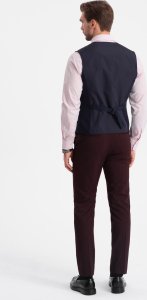 Ombre Kamizelka męska bez klap w delikatną kratę - granatowa V1 OM-BLZV-0123 XXL 9