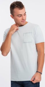 Ombre T-shirt męski bawełniany z kieszonką - jasnoszary V10 OM-TSPT-0154 L 1