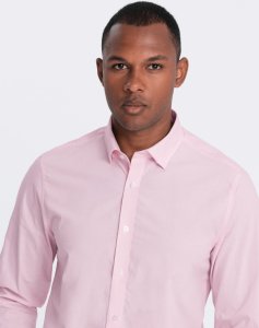 Ombre Bawełniana klasyczna koszula REGULAR - jasnoróżowa V2 OM-SHOS-0154 L 2