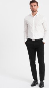 Ombre Klasyczna męska bawełniana koszula SLIM FIT w kotwice - biała V3 OM-SHCS-0156 XL 4