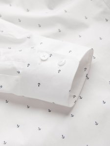 Ombre Klasyczna męska bawełniana koszula SLIM FIT w kotwice - biała V3 OM-SHCS-0156 XL 7