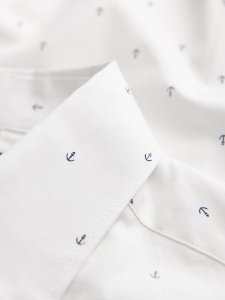 Ombre Klasyczna męska bawełniana koszula SLIM FIT w kotwice - biała V3 OM-SHCS-0156 XL 8