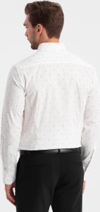Ombre Klasyczna męska bawełniana koszula SLIM FIT w kotwice - biała V3 OM-SHCS-0156 XL 9