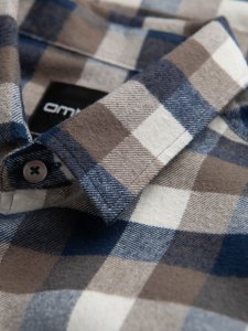 Ombre Klasyczna flanelowa męska koszula bawełniana w kratę - brązowo-granatowa V1 OM-SHCS-0157 S 6