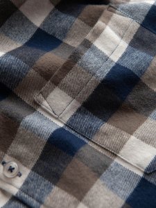 Ombre Klasyczna flanelowa męska koszula bawełniana w kratę - brązowo-granatowa V1 OM-SHCS-0157 S 8